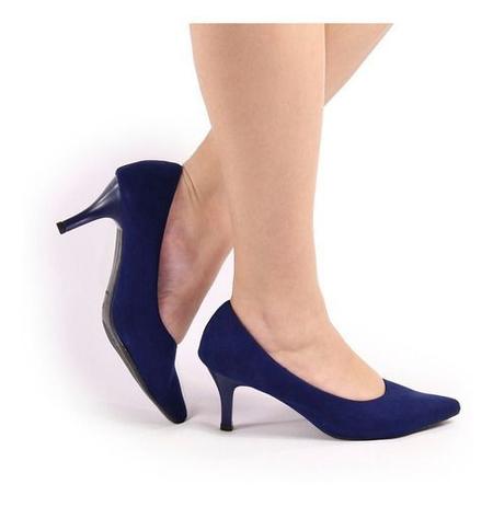 scarpin azul salto medio