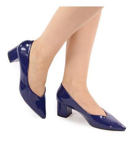 sapato azul marinho salto grosso