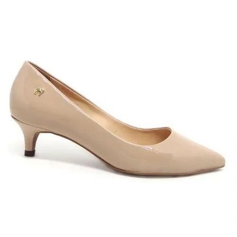 scarpin rose salto baixo