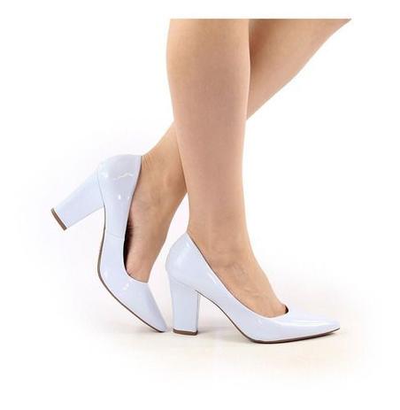 scarpin branco salto grosso