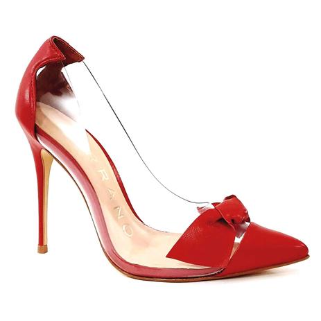 scarpin de couro vermelho