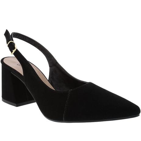 Scarpin salto grosso aberto atras Clearance