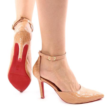 salto alto fino bege