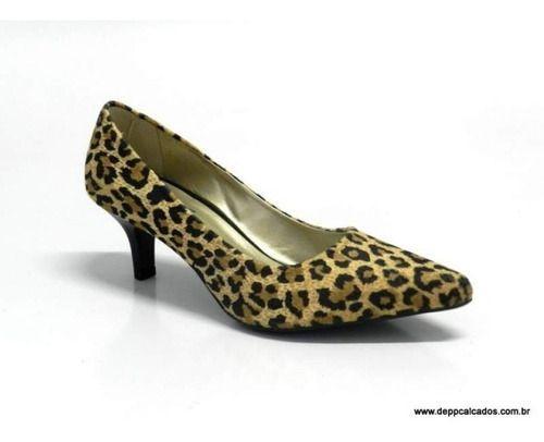 scarpin de onça salto baixo