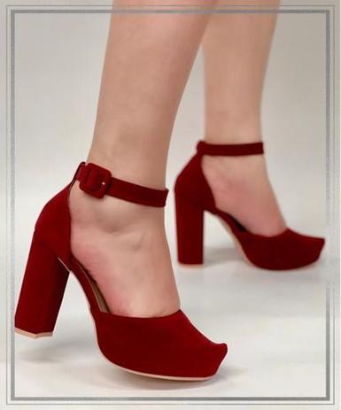 Scarpin Meia Pata Marsala Vinho Camurça Salto Alto Grosso - Calçados Etc - Scarpin Feminino - Magazine Luiza