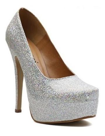 scarpin prata meia pata