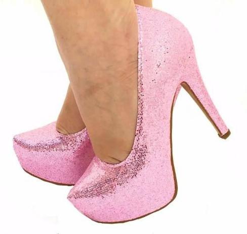 Scarpin Meia Pata Rosa Bebe Glitter Brilho Salto Alto Fino - Calçados Etc - Scarpin Feminino - Magazine Luiza