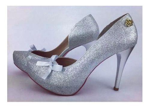 scarpin glitter prata