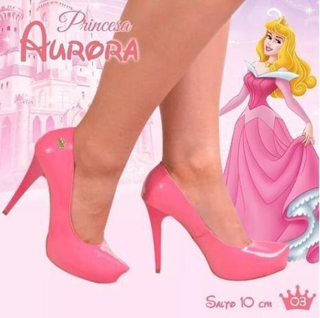 Scarpin Meia Pata Salto Alto Fino Rosa Pink Coroa Princesas - Calçados Etc - Scarpin Feminino - Magazine Luiza