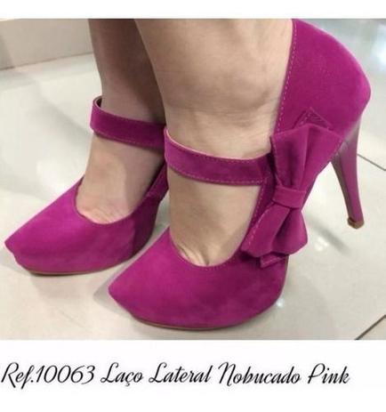 scarpin rosa com laço