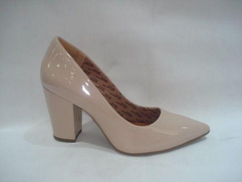 scarpin bege salto grosso