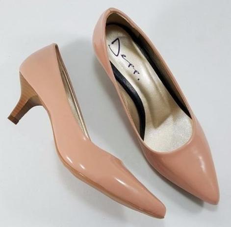 scarpin rose salto baixo