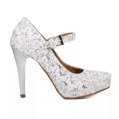 salto alto branco com brilho