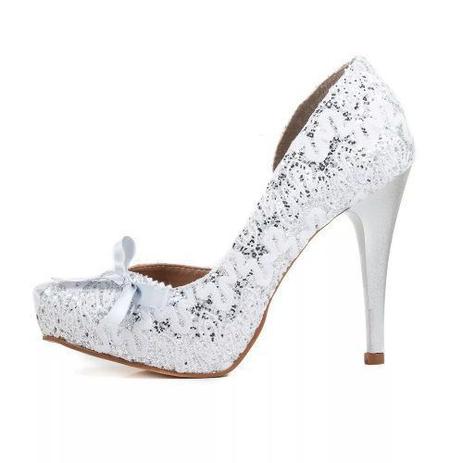 scarpin prata com brilho
