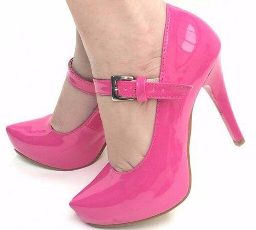 scarpin rosa meia pata