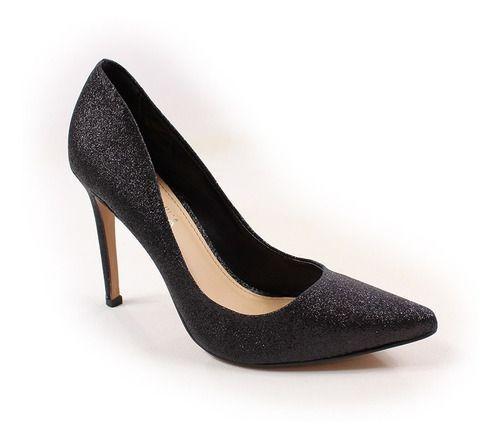 scarpin preto salto alto bico fino