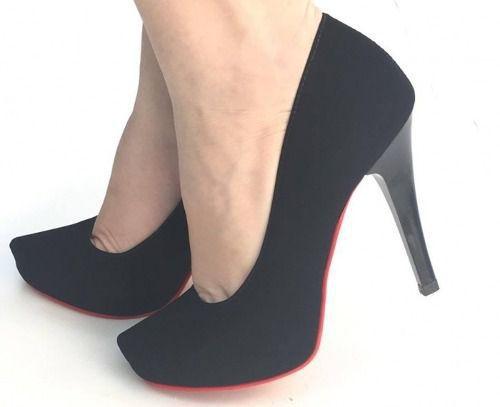 scarpin preto meia pata salto fino