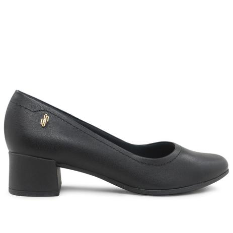Scarpin Preto Salto Bloco Em Couro Com Costura - Usaflex - Scarpin Feminino  - Magazine Luiza