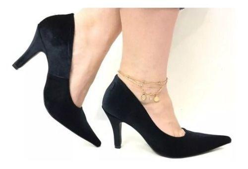 scarpin preto de veludo