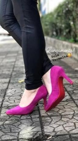 scarpin rosa camurça