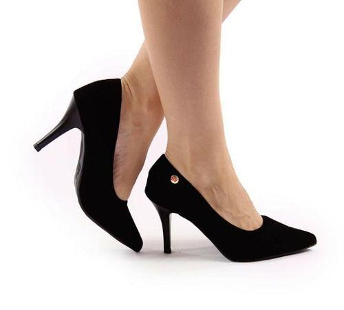 scarpin preto de camurça