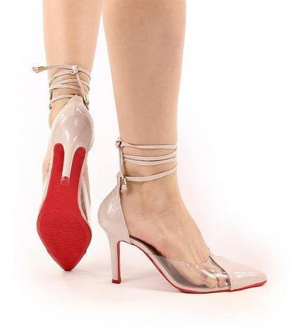 scarpin vinil nude