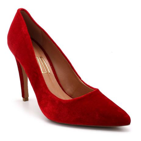 scarpin vermelho veludo