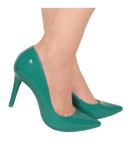 Scarpin Verde Turquesa Verniz Salto Alto Fino Sola Turquesa - Calçados Etc - Scarpin Feminino - Magazine Luiza
