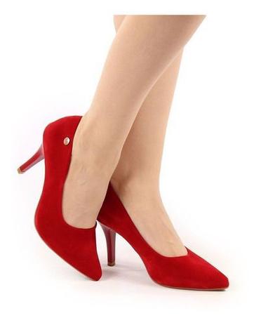 scarpin camurça vermelho