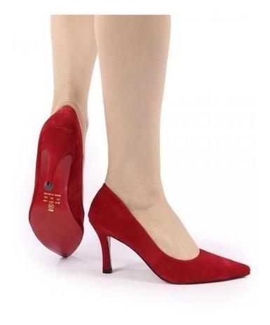scarpin camurça vermelho