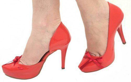 scarpin vermelho com laço