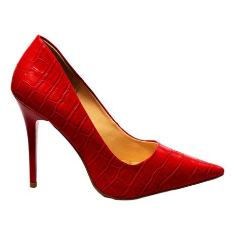 scarpin vermelho croco