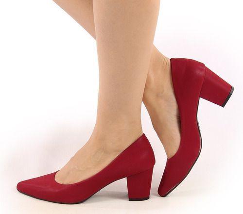 Scarpin Vermelho Fosco Bico Fino Salto Alto Grosso - Calçados Etc - Scarpin Feminino - Magazine Luiza