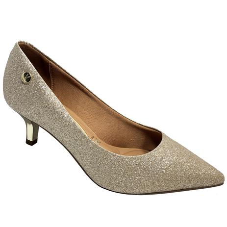 scarpin dourado salto baixo
