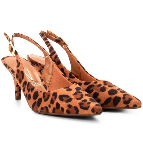 Scarpin Vizzano Slingback Onça Menor preço em Scarpin Vizzano Slingback Onça