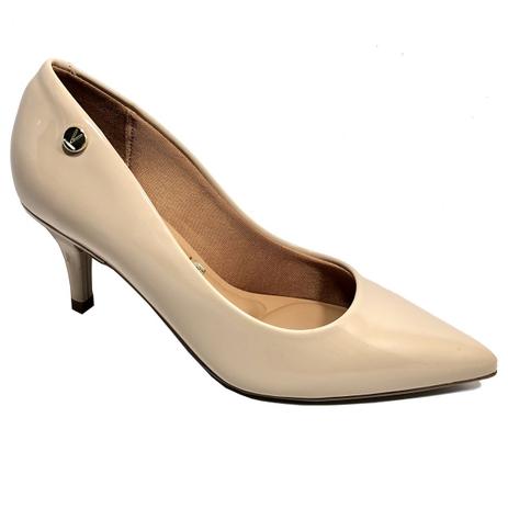 Scarpin Vizzano Verniz Conforto Salto Baixo - Bege - Scarpin Feminino - Magazine Luiza