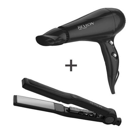 Secador de Cabelo Turbo 1900W + Prancha Cerâmica Revlon Menor preço em Secador de Cabelo Turbo 1900W + Prancha Cerâmica Revlon