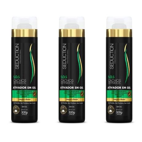 Seduction Cachos Definidos Ativador Em Gel 300g (Kit C/03) Menor preço em Seduction Cachos Definidos Ativador Em Gel 300g (Kit C/03)