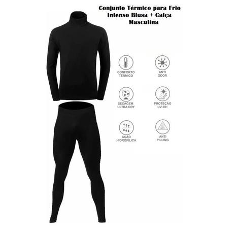 Segunda Pele Térmica Calça + Blusa Frio Intenso Gola Alta Preta - Masculina - asatex Menor preço em Segunda Pele Térmica Calça + Blusa Frio Intenso Gola Alta Preta - Masculina - asatex