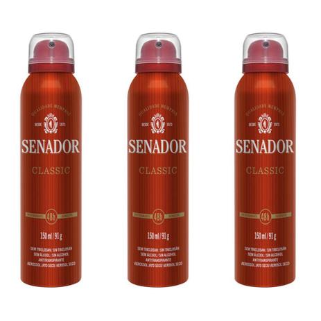 Senador Classic Desodorante Aerosol 150ml (Kit C/03) Menor preço em Senador Classic Desodorante Aerosol 150ml (Kit C/03)