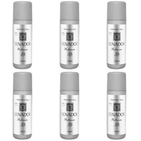 Senador Platinum Desodorante Spray 90ml (Kit C/06) Menor preço em Senador Platinum Desodorante Spray 90ml (Kit C/06)