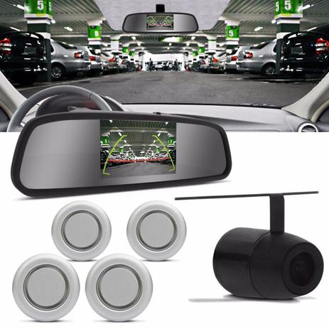 Sensor de Estacionamento 4 Pontos Prata Retrovisor Display LCD 4,3 e Câmera de Ré Universal - Tech one Menor preço em Sensor de Estacionamento 4 Pontos Prata Retrovisor Display LCD 4,3 e Câmera de Ré Universal - Tech one