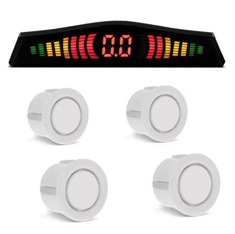 Sensor de Estacionamento 4 Pontos Universal com Display de LED Colorido Meia Lua Branco - Prime Menor preço em Sensor de Estacionamento 4 Pontos Universal com Display de LED Colorido Meia Lua Branco - Prime