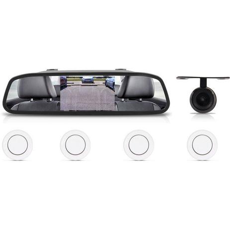 Sensor de Estacionamento Branco com Retrovisor LCD Tela 4.3 + Câmera de ré Borboleta KX3 Menor preço em Sensor de Estacionamento Branco com Retrovisor LCD Tela 4.3 + Câmera de ré Borboleta KX3