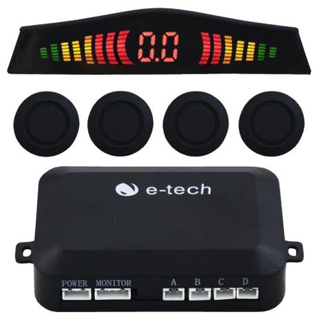 Sensor Estacionamento Ré Emborrachado E-tech Preto 4 Pontos Menor preço em Sensor Estacionamento Ré Emborrachado E-tech Preto 4 Pontos