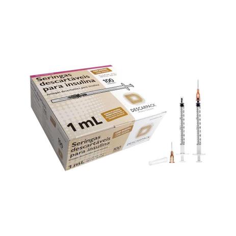 Seringa de Insulina Descarpack 1ml 13x0,45 (Caixa com 100) Menor preço em Seringa de Insulina Descarpack 1ml 13x0,45 (Caixa com 100)