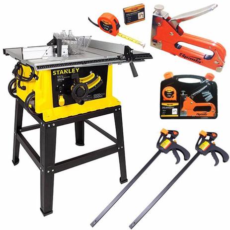 Serra Circular de Mesa 10” 1800W STST1825 STANLEY + Grampeador Kit + 2 Grampos Sargento 450MM Menor preço em Serra Circular de Mesa 10” 1800W STST1825 STANLEY + Grampeador Kit + 2 Grampos Sargento 450MM