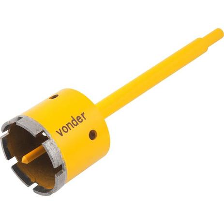 Serra copo diamantada 65mm com haste e pino guia - Vonder Menor preço em Serra copo diamantada 65mm com haste e pino guia - Vonder