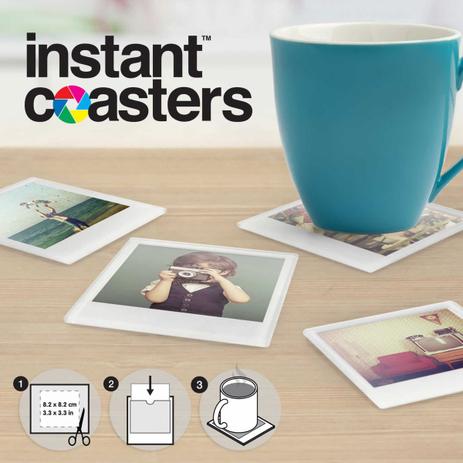 Set c/ 4 Porta-copos com Fotos tipo Polaroid - Mustard Menor preço em Set c/ 4 Porta-copos com Fotos tipo Polaroid - Mustard