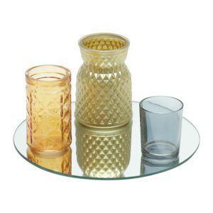 Set c/4pcs castical vidro bandeja espelho pineapple style laranja 24 x 0,6 x 24 cm - Urban Menor preço em Set c/4pcs castical vidro bandeja espelho pineapple style laranja 24 x 0,6 x 24 cm - Urban